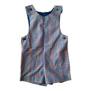 Vintage Grace Blue and Orange Plaid Kids Romper